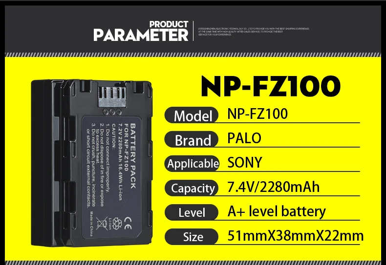 PALO 2280mAh NP-FZ100 аккумулятор NP FZ100 для камеры sony NP-FZ100, BC-QZ1 Alpha 9, A7RIII, ILCE-7RM3, A9, sony A9R sony Alpha 9S