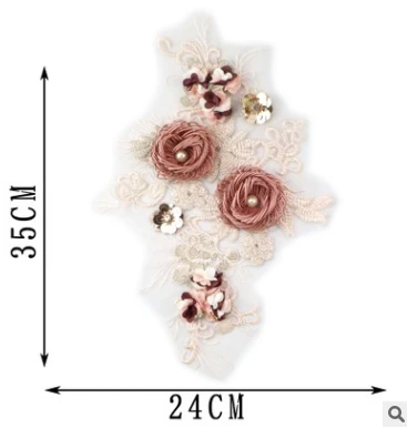 Органза марля переработанная ручная вышивка Свадебные аксессуары цветочное платье трехмерный цветок лепестки полые на заказ - Цвет: A   24cm35cm