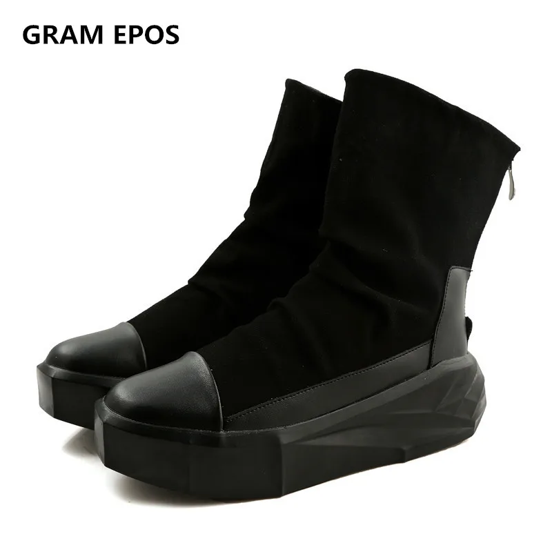 

men High top Latest Version cool Mens Casual Shoes male motorcycle boots hip hop designer brand height increase owens botas