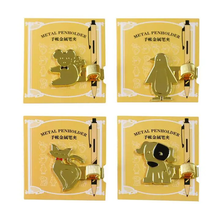 

Dog / Cat / Bear / Penguin Animal Pen holder , Metal Pen Holder as Book Pen Clips for School Writing Stationary
