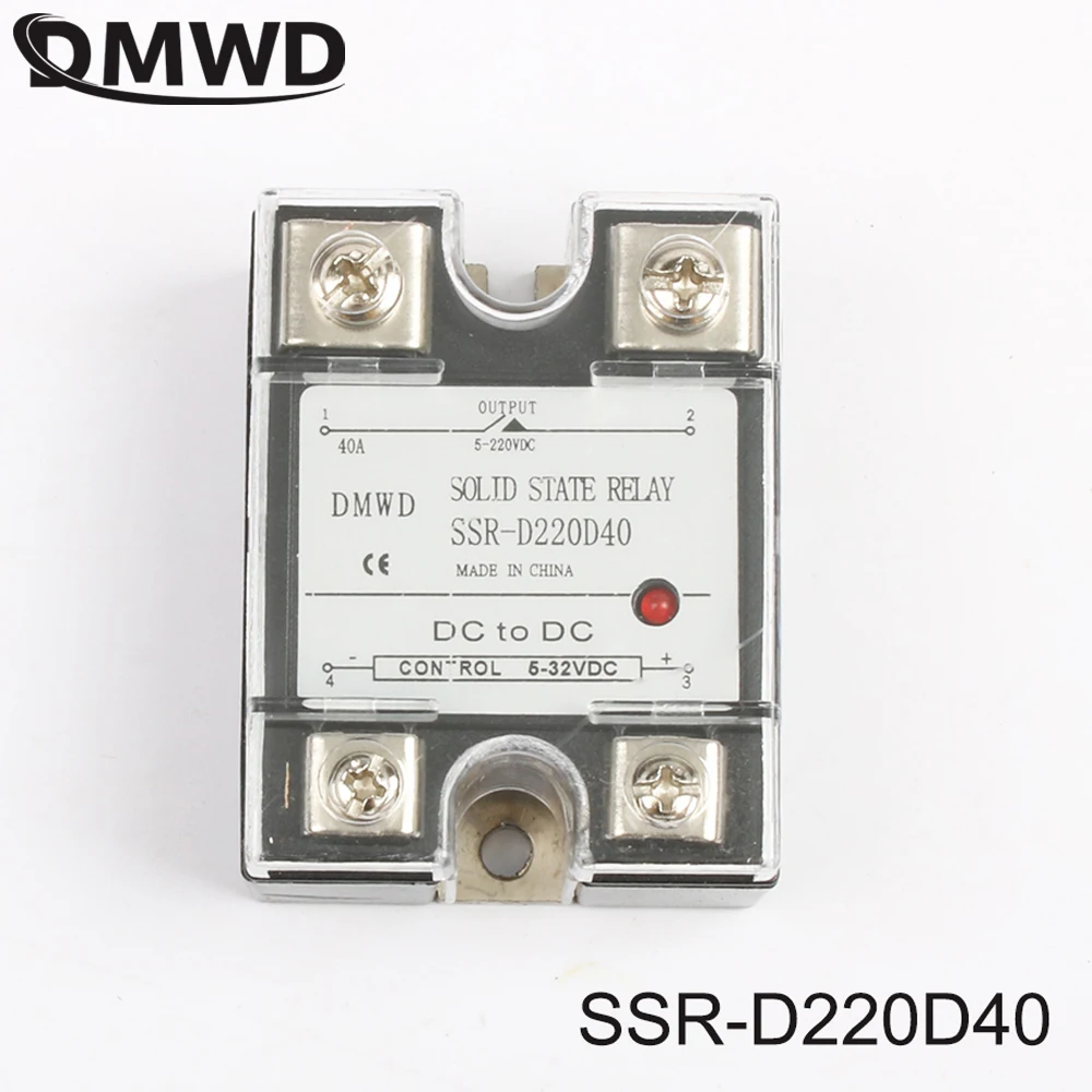 SSR 40DD 40A DC Однофазное твердотельное реле с индикатором Вход 5 32 В нагрузка 220