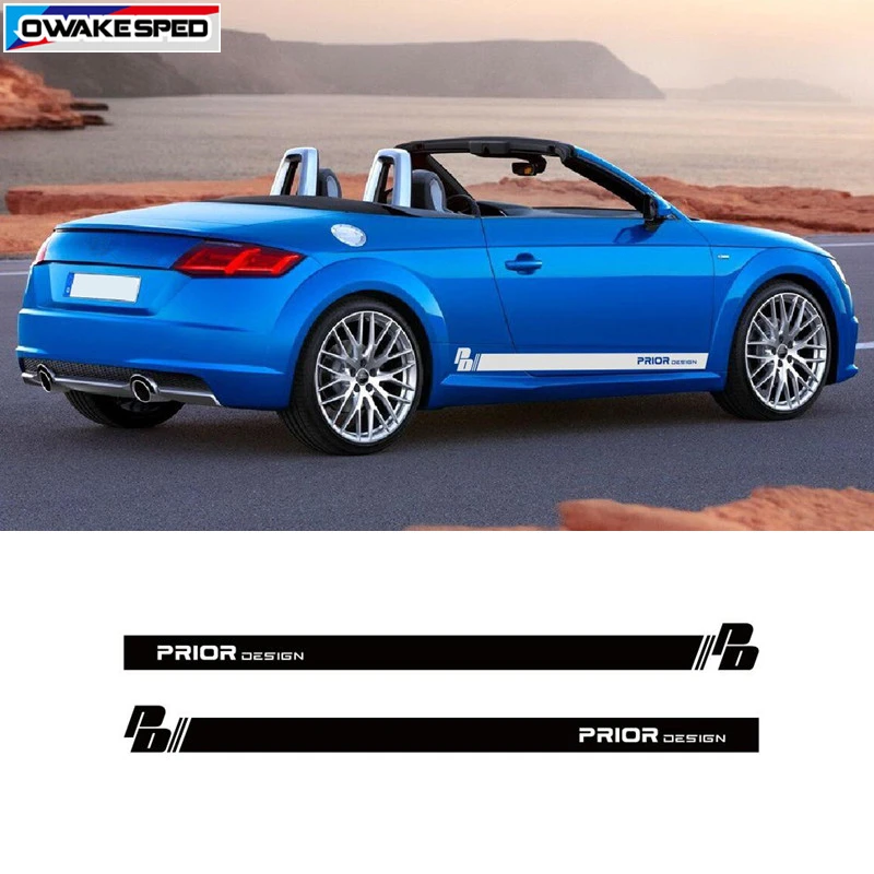 

Racing Prior Design Vinyl Decal Car Styling Door Side Skirt Stripes Auto Body Decor Stickers For Audi TT 2015-2018