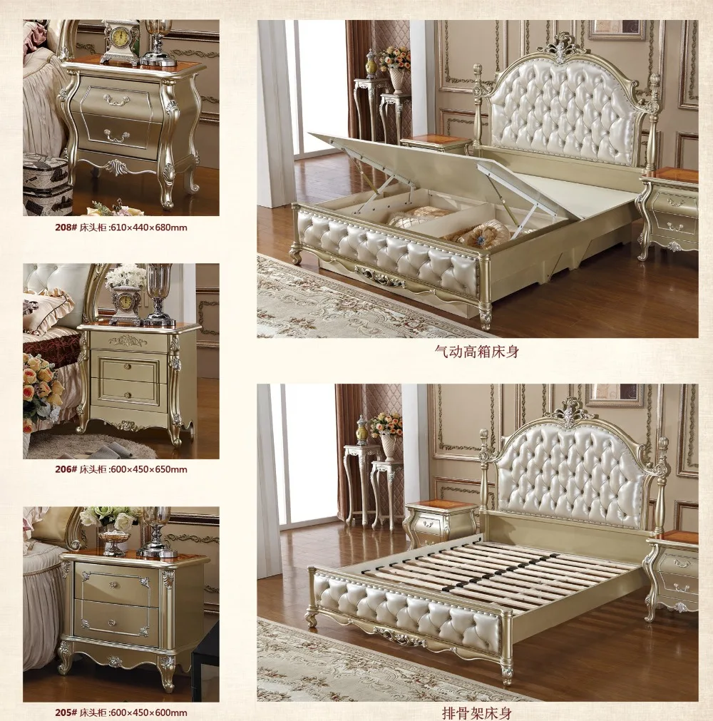 Кровать King/Queen size деревянная мебель для спальни античный дизайн|Наборы спальной| |
