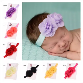 

30PCS s Chiffon Ruffles Hair flower headband Hairbow Elastic Headband Casual Headband Flower Cute Hair Bow