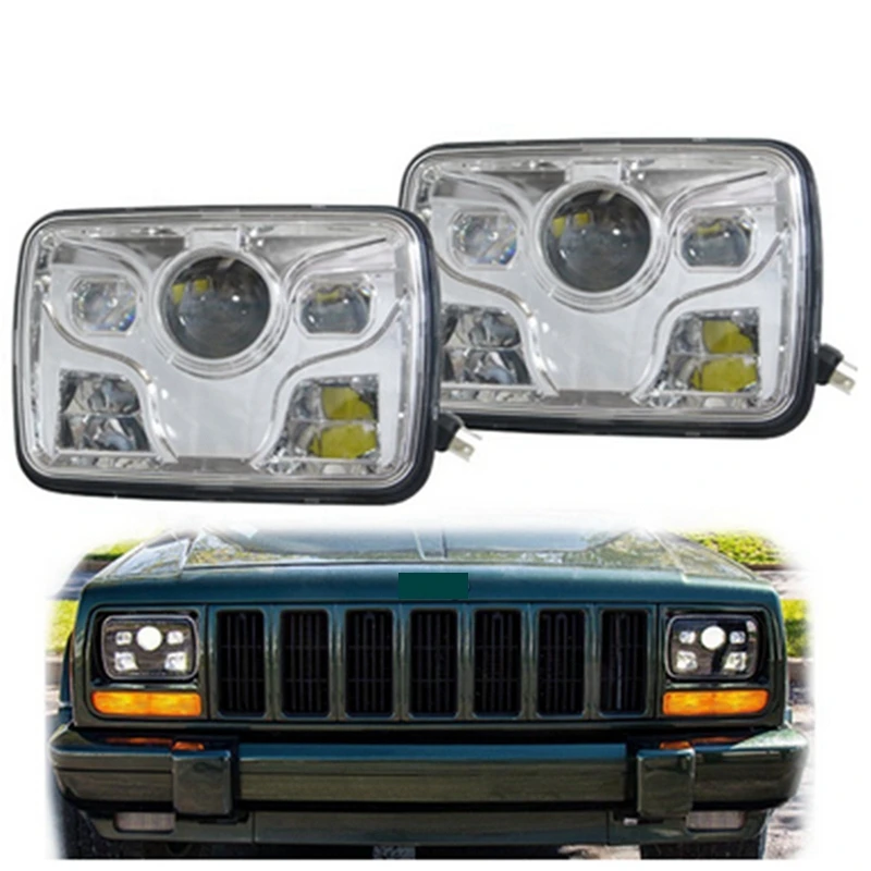 

5"x7" Square LED Headlights Projector with High/Low Beam DRL Driving Lamp For Truck Jeep Offroad Car