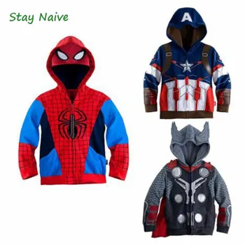 

Avengers Iron Man Thor Children Hoodies Boys Clothes Baby Boys Coat Spider Man Costume Kids Hoodie Child Top T Shirts