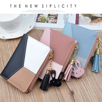 

ABDB-New Big Capacity Wallet Short Women Wallets Zipper Purse Patchwork Fashion Panelled Wallets Trendy Coin Purse Card Holder