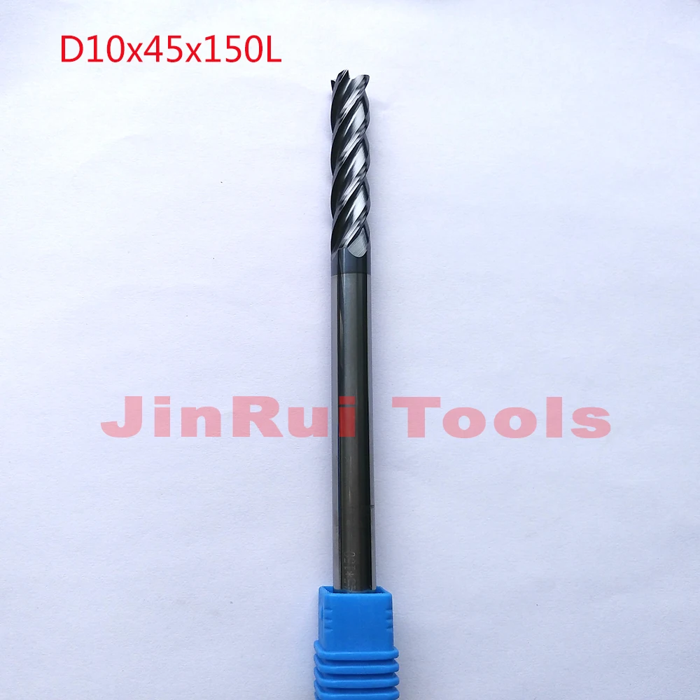 1 шт. D10 * 45*150 HRC45 4 флейты плоским Endmill Solide Карбид концевых Дробилки ЧПУ Бит фреза резак инструменты нож фреса