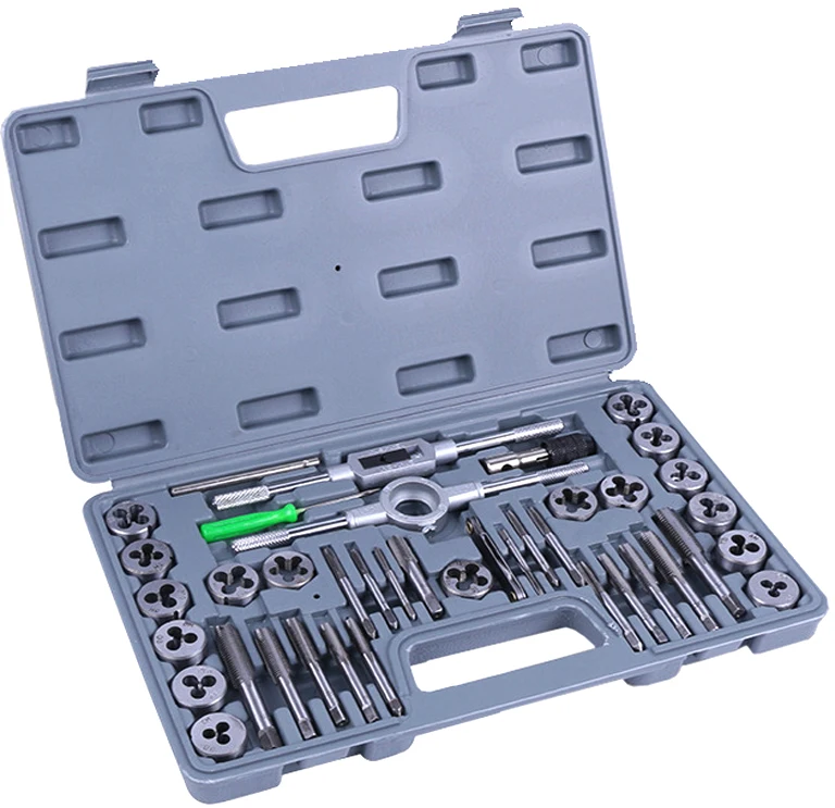 

40pcs Tap Die Set Hand Thread Plug Taps Handle Alloy Steel Inch Threading Tool With Case