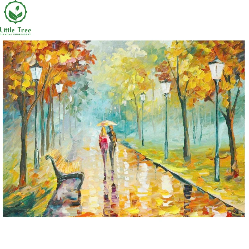 

5D DIY Diamond Painting Colourful Raining Park Scenery Diamond Embroidery Cross Stitch Full Rhinestone Mosaic Good Home Decor