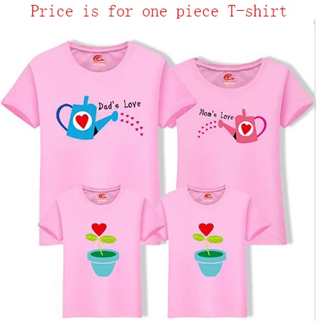 Семейный комплект для мамы и ребенка; летняя футболка с короткими рукавами и надписью «culticate Love»; Одинаковая одежда для семьи; одежда для мамы, дочки, папы и сына - Цвет: Pink