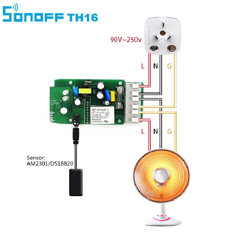 Датчик температуры и влажности sonoff TH16 умный Модуль Автоматизации для умного