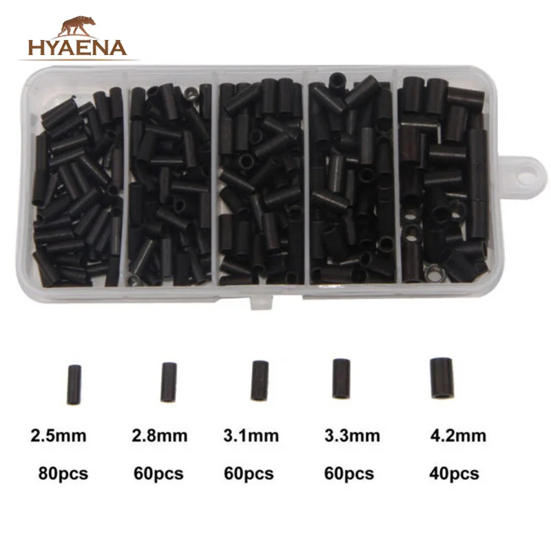 

Hyaena 300pcs 1.4-4.2mm Inside Diameter Single Thicken Crimp Sleeve Steel Wire Clip Tube Set Fishing Tackle Box