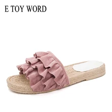 E TOY WORD 2019 Slippers women Summer Lace Sandals Slippers Indoor Outdoor Comfortable Beach Shoes Female Fashion Floral Shoes suihyung women linen slippers fashion deisgn floral bowknot flat slippers comfortable home slippers indoor shoes beach slippers