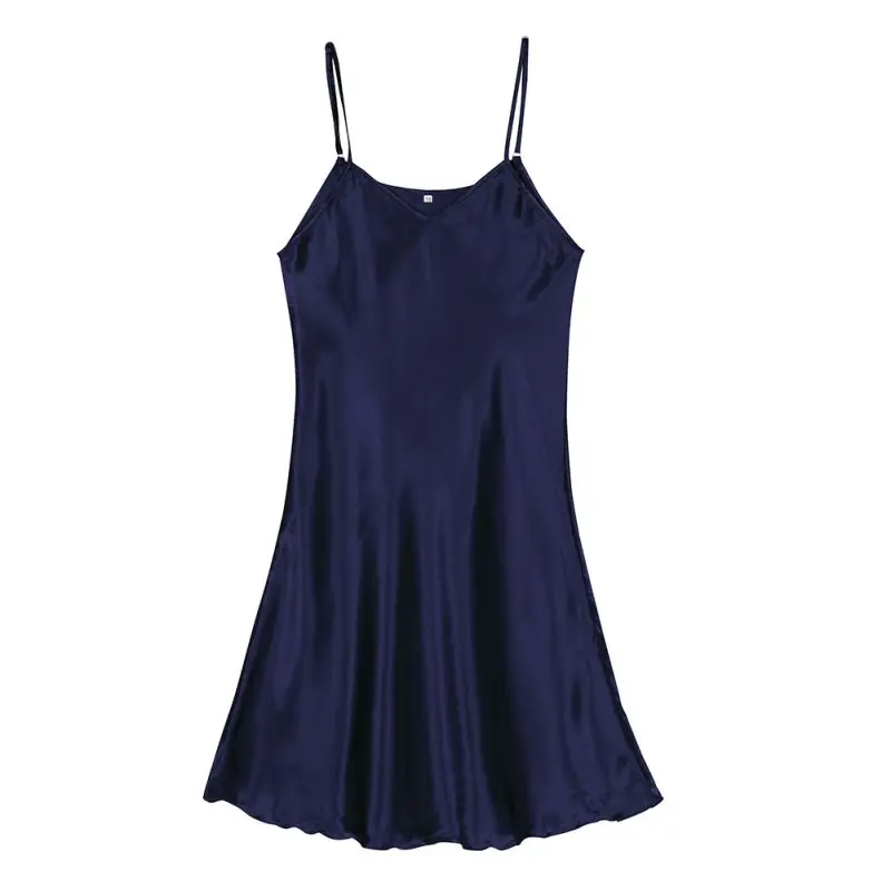 Летняя Женская атласная шелковая пижама, ночная рубашка, ночная рубашка, женские ночные рубашки, сексуальная ночная рубашка с v-образным вырезом, спальное платье - Цвет: royal blue