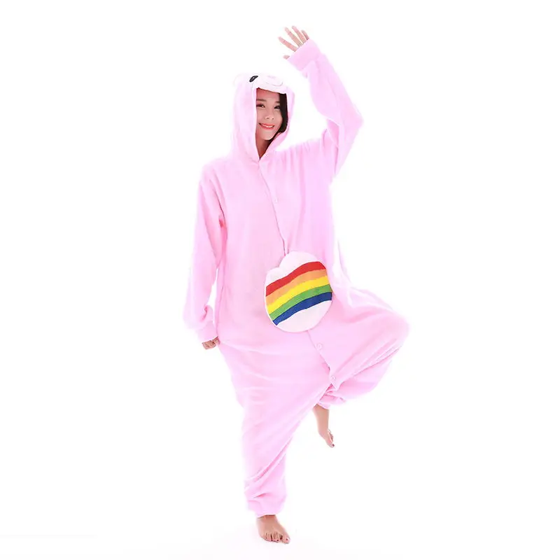 Adult Onesie Unisex Fleece Sleepwear Animal New Rainbow Bear Onesies Novelty Pajamas Pyjamas