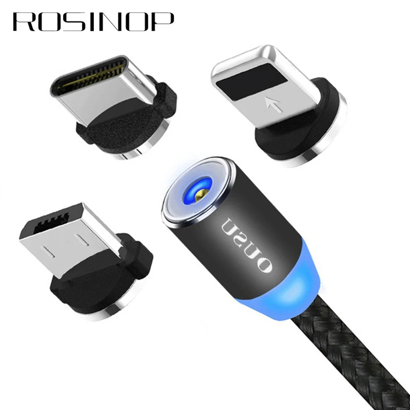 

Rosinop 2.4A Fast Charging Cable Magnetic Cable For iphone xr 7 xs For Lightning Cable Type C Micro USB Magnetic Charger Android