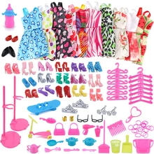 83 Item/Set Doll Accessories=10 Pcs Doll Clothes Dress+18 Pairs Shoes+2 Pcs Crown+2 Handbag+12 Clothes Hanger for Barbies Doll 9 item set doll accessories 3 pcs doll clothes dress 3 plastic necklace random 3 pairs shoes for barbie doll girl gift toy