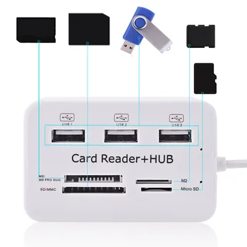 

Mini Card Reader USB Hub Combo 2.0 High Speed Multi USB 2.0 Hub USB Splitter Portable for SD MMC M2 MS Pro Duo