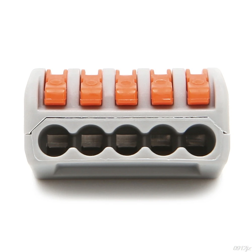 

5 Pcs 222-415 Push Wire Connector Lever Terminal Block Lever-Nuts 5 Conductor Connectors Terminals C90A New Drop ship