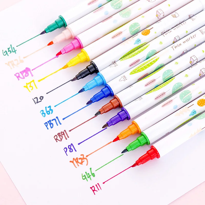 12 / 18 / 36 Color Multicolor Double Head Art Markers Set Manga Drawing