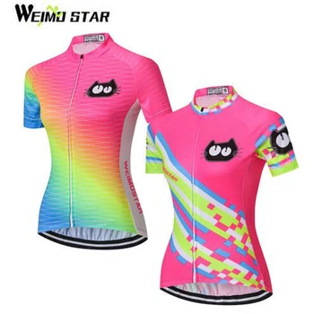 

WEIMOSTAR Fluorescence Green Pro Team Women's Cycling Jersey Short Sleeve Girls Bike Clothing Summer Breathable Cycle Wear Shirt