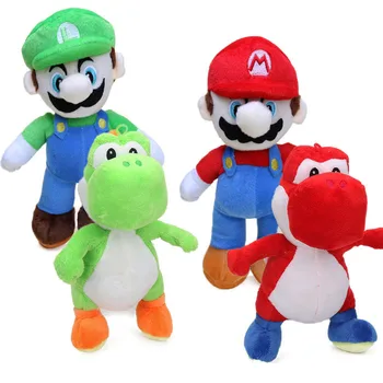 

2pcs/lot 25cm Super Mario Bros Luigi Yoshi Soft Plush Toys Anime Cosplay Figure Runing Yoshi Pendant Keyring Animal Dolls Toys