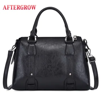 

Black Ladies Boston Bag Women Shoulder Messenger Bag PU Leather Totes Designer Crossbody Female Handbag Hot Sale Shopping Bags