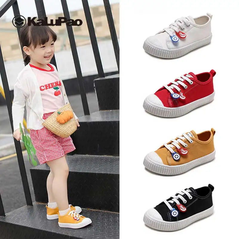 

2019 Autumn Children's Canvas Shoes Elastic Band Kids Sneakers Breathable Fashion Red Canvas Shoes Black White Yellow