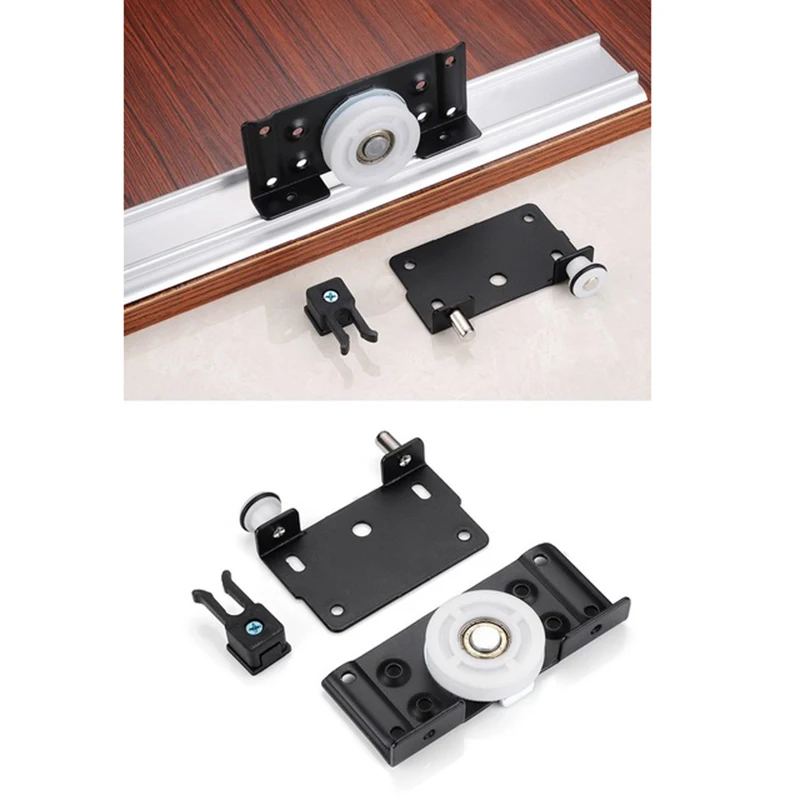 

2Sets/Lot Black Wardrobe Closet Sliding Door Fittings Roller Pulley Wheels
