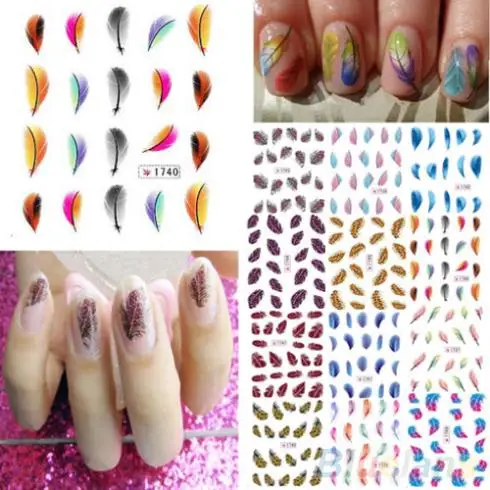

Colorful Womens Beauty Leopard Water Transfer Nail Art Stickers Tips Feather Decals 1Q8C 2OPW 8UHB