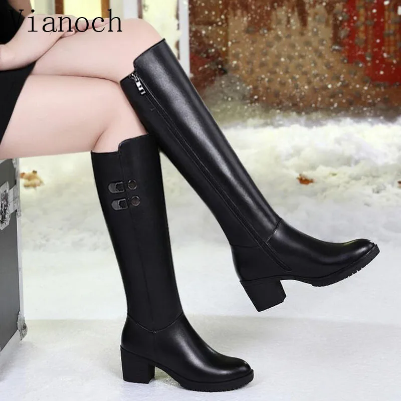 

Fashion New Over The Knee Boots Women Winter Fur Long Boots Black Shoes Fur Keep Warm Woman wo1808196