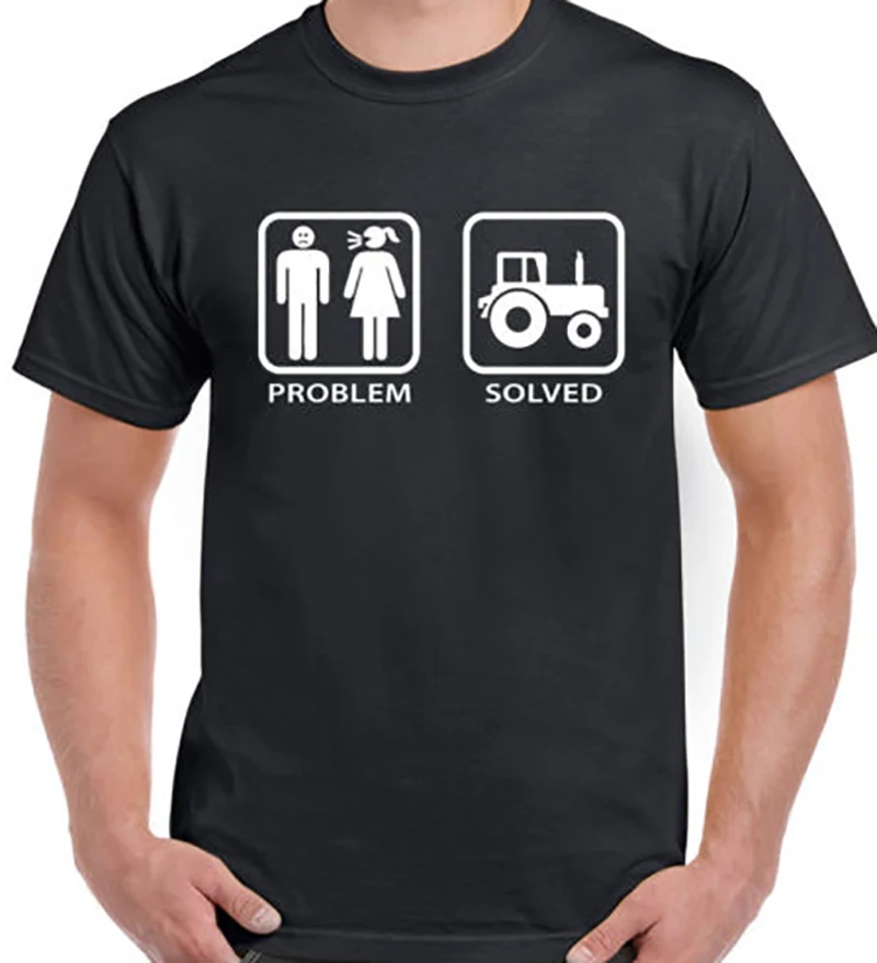 Mens T Shirts Fashion 2018 T Shirt Funny T Shirts MAN WOMEN PROBLEN AND SOLVED Shirt Cotton Tops T-shirt Men Plus Size XS-XXXL