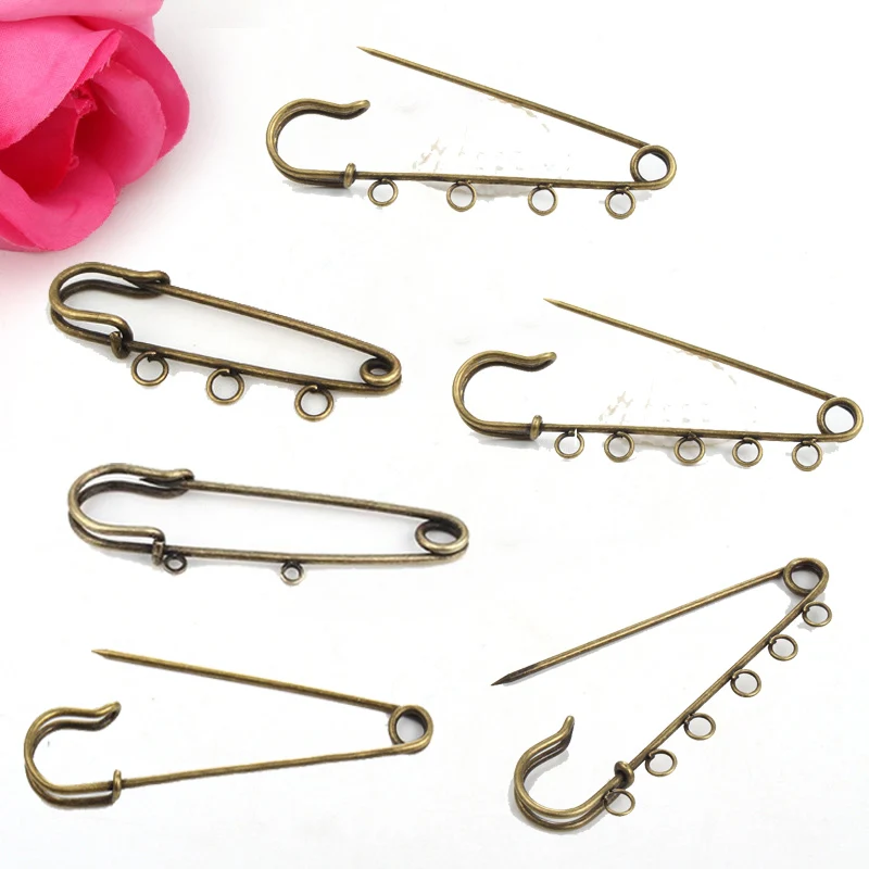 

3pcs Bronze Plated 2/3/4/5/6 Hole Brooch Findings Safety Pins Connector Dangle DIY Making Charms Pendant Needle Jewelry C17
