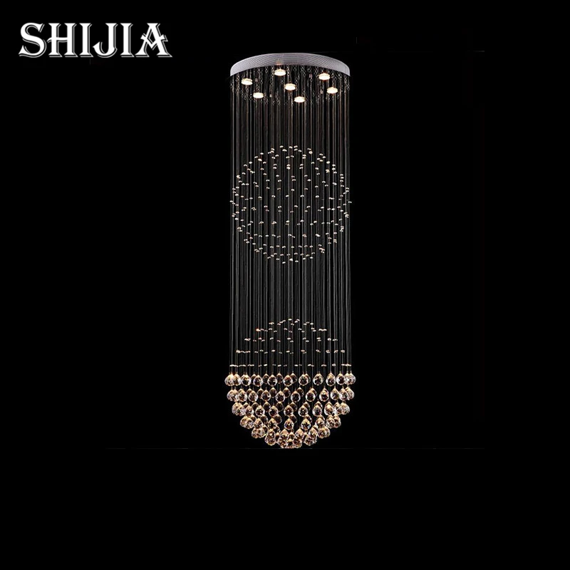 

Long Spiral Crystal Chandelier Light fixture Crystal Lamp Lustres Lighting Fitting for Stair / Foyer/ Hallway