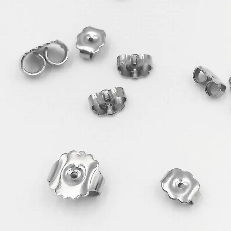 

50PCS/lot 8.5x9.3mm Stainless Steel Silver Color Flower Ear Cap Cuffs Clip Wrap for Earring Making DIY Findings Accessories