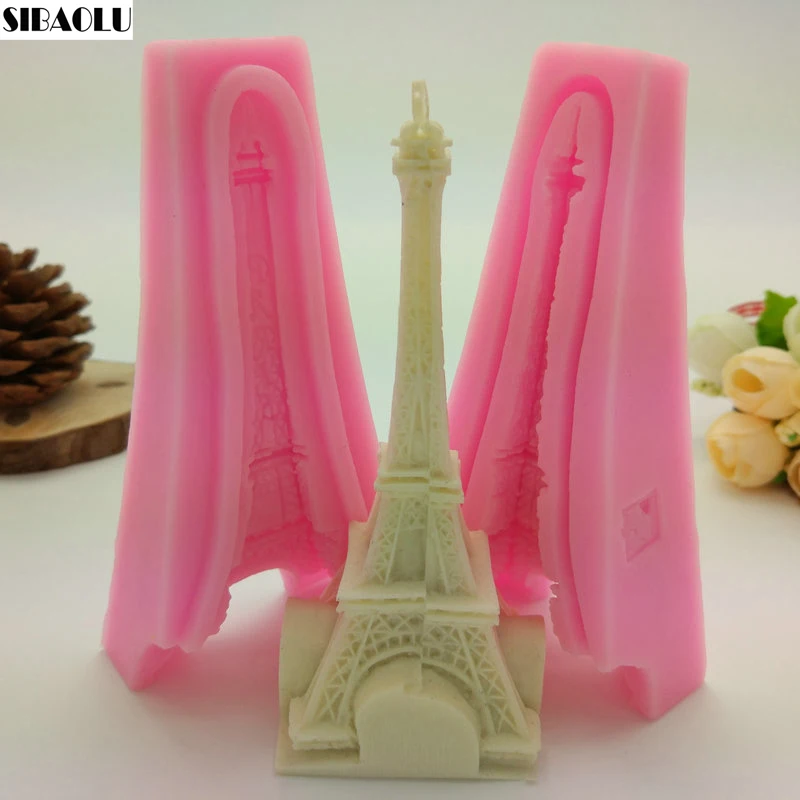 DIY 3D Eiffel Tower Shape Silicone Mold Fondant Chocolate Soap Cake