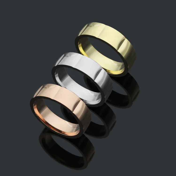 

2019 fashion titanium steel T letter ring female models men's gold rose silver engagement love ring gift