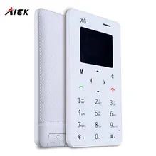 20 Pcs/lot Ultra Mince AIEK/AEKU X6 Mini Carte de la Cellule Téléphone Étudiant débloqué Mini Mobile Poche pour Téléphone avec Clavier Russe PK M6 E1