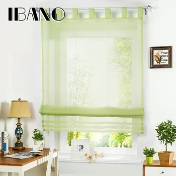

Tab Top Roman Curtain 1 PCS/Lot Sheer Window Curtain For Kitchen Living Room Voile Screening Panel With Plastic Tubes