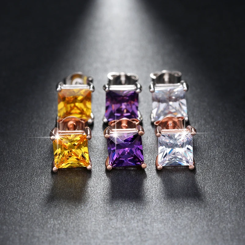 

ORSA Jewels Fashion Silver Women Earrings 1ct Cushion Cut Cubic Zircon Large Stud Earrings Wholesale Fashion Jewelry DOE148