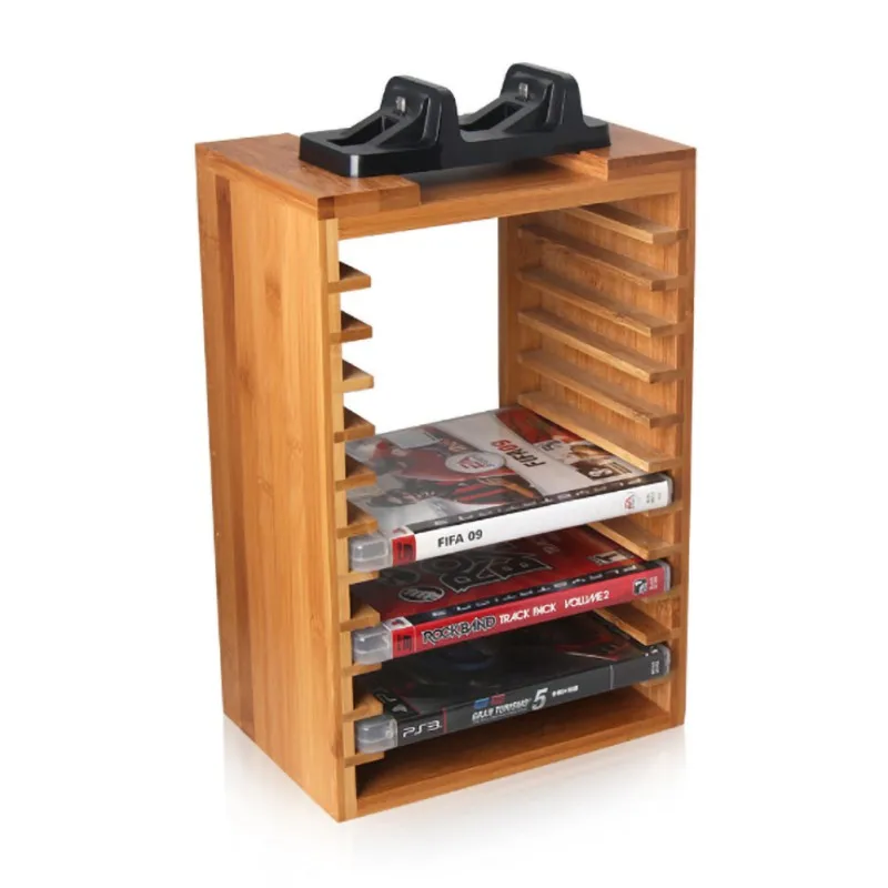 

Multi-functional Bamboo Storage Kit Detachable Game Disks CD Discs Title Storage Stand Holder for PS4 Slim and Pro