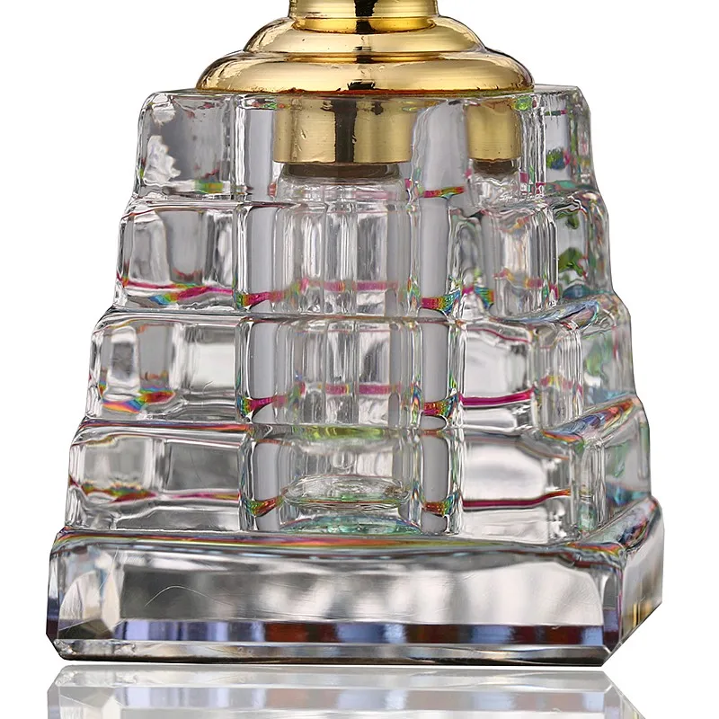 3ML Clear Vintage Pyramid Aurora Borealis K9 Crystal Refillable Woman Perfume Bottle Empty Container wgold Trim Glass Dauber   (4)