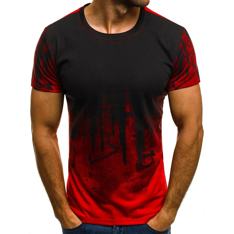 HEFLASHOR, летняя брендовая мужская футболка, модная, короткий рукав, уличная, облегающая, мужская, с камуфляжным принтом, футболки, топы, camiseta - Цвет: RED1