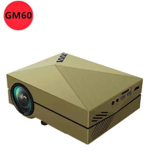

2016 GM60 MINI LED Beamer Support Korean Gold Color Portable Projector For Video Games  Movie SD FULL HD Home Theater FREE GIFT