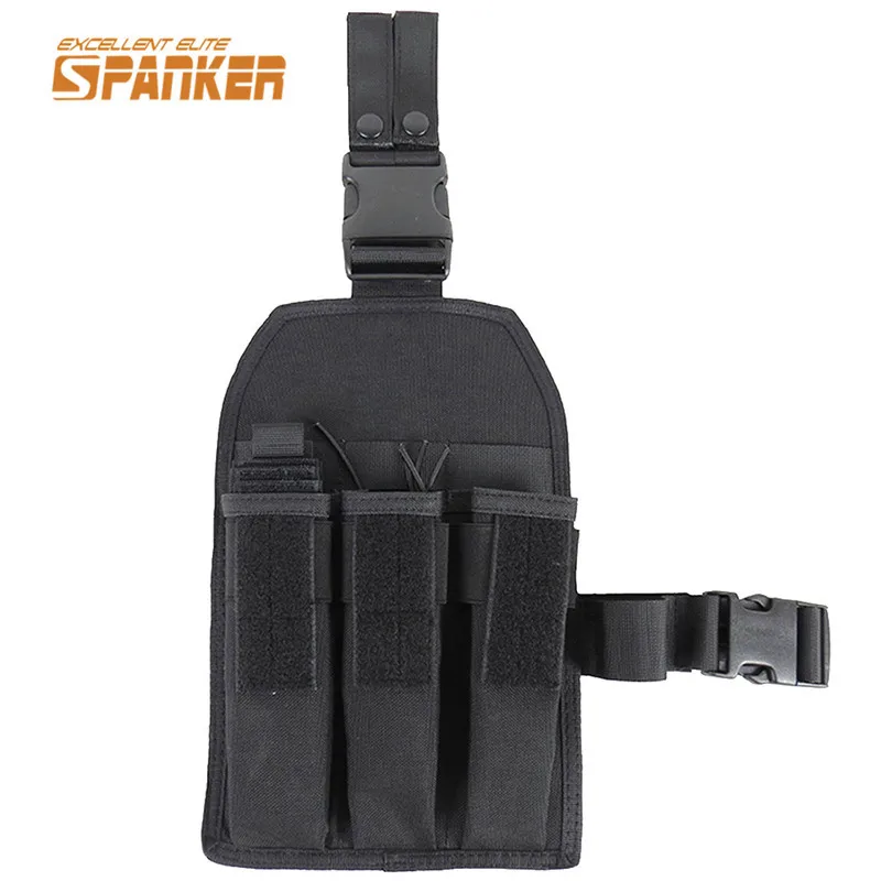 SPANKER MP7 Tactical Triple Magazine Pouch Drop Leg Rig Outdoor Airsoftsports Gear Holster Thigh