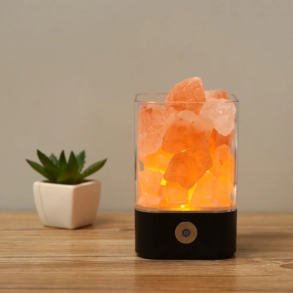 

Clear LED Table lamp with Reading book Light 5V Desk lamp Touch Acryl Colorful salt crystal anion countertop decorative lamp