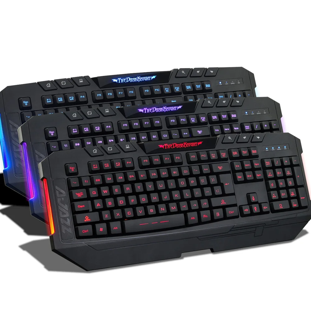

New arrival gaming keyboard three color backlit keyboard usb wired game keyboard light multimedia game keyboard