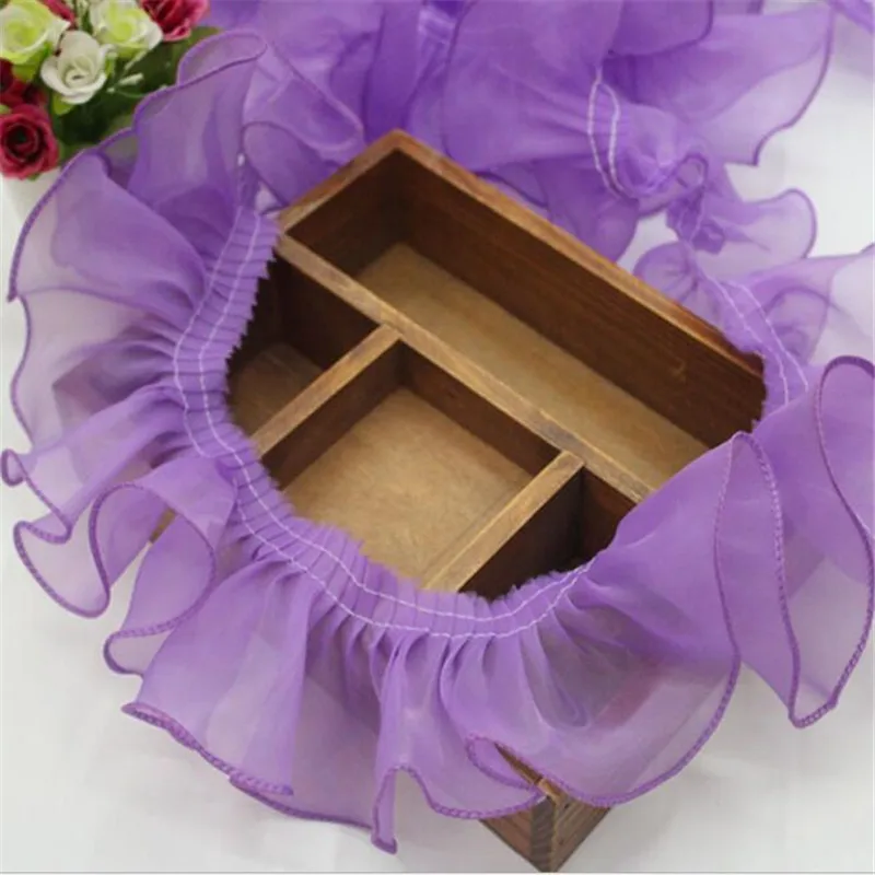 

3Meters 9Colors DIY Clothing Accessories 8cm Fold Chiffon Yarn Lace Mesh Lace Trim Gauze Ruffles Accessories LC0147