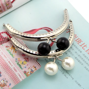 

Candy Pearl Silver 10.5cm Semi-circle Gold Ear Bags Hardware Parts Gold Clutch Frame Round Diy Vintage Purse Frame Key